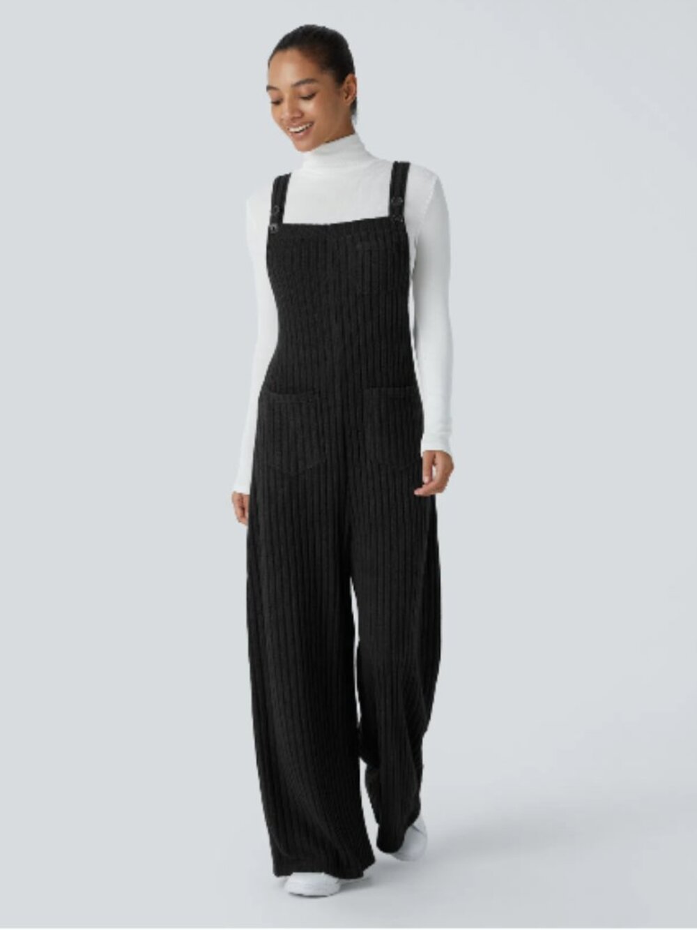 Halara | Black Ribbed Blanket Knit Jumpsuit | Size Large